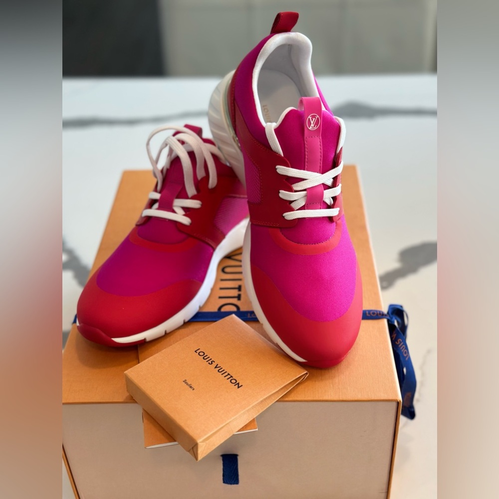 Brand new Louis Vuitton Pink/Red Neoprene And Leather Aftergame Sneakers Size 40